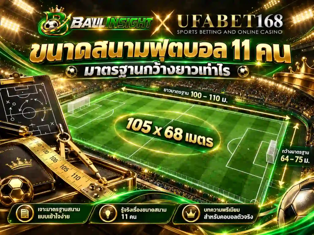 ขนาดสนามฟุตบอล 11 คนมาตรฐานกว้างยาวเท่าไร